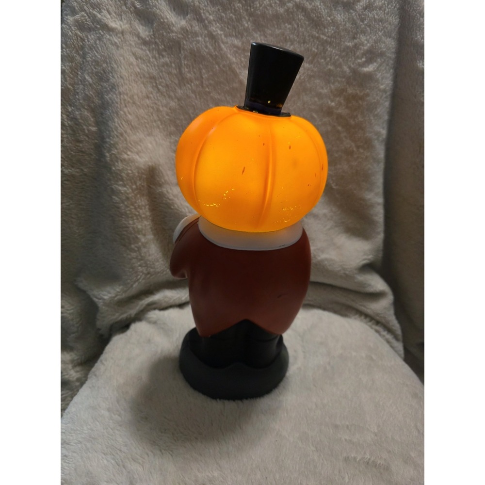 Vtg Halloween Pumpkin Man Light-Up‎ Deco Top Hat & Lollipop 12" Jack-O-Lantern - Picture 5 of 15